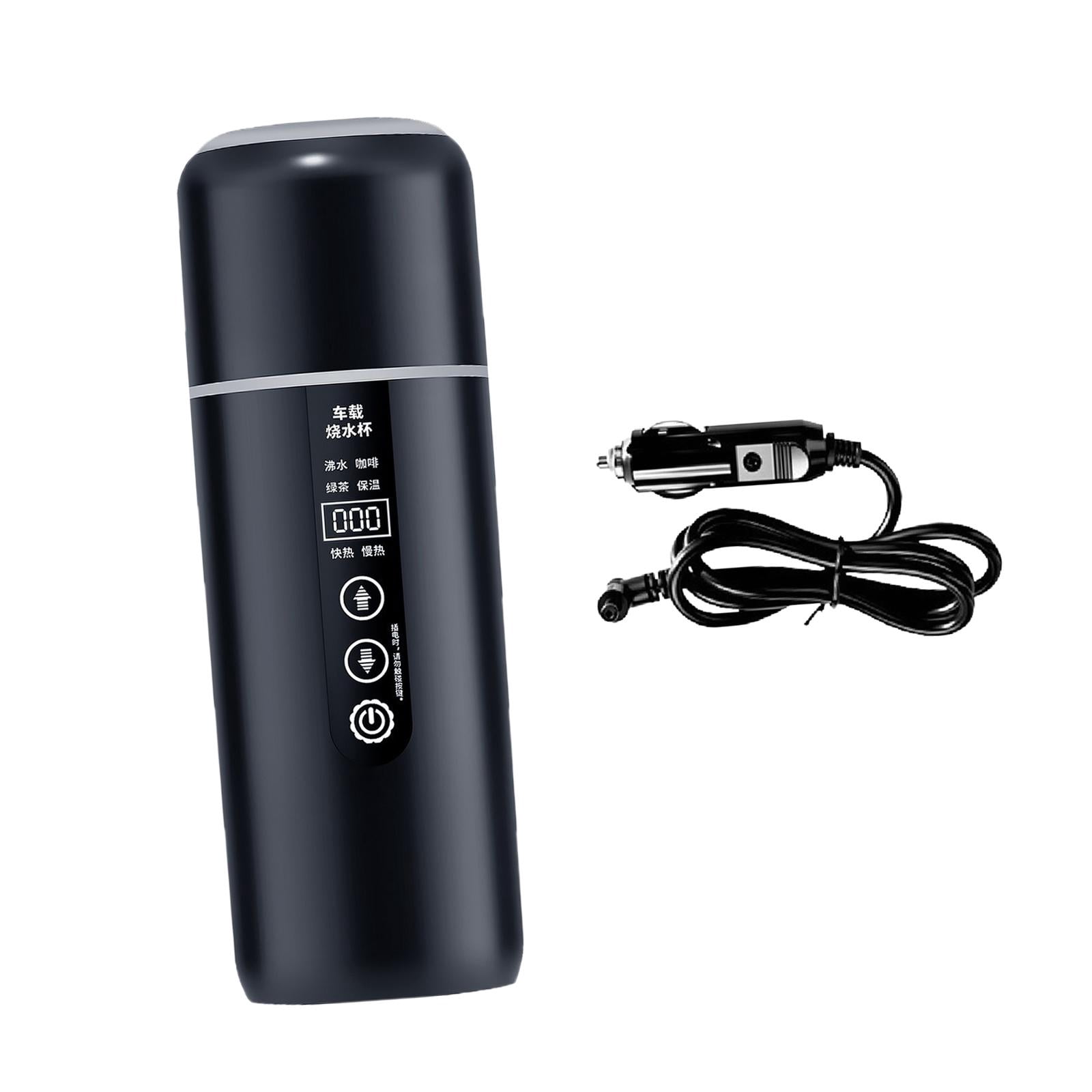 Fiocias 12V 24V Car Kettle Boiler Car Heated Mug Portable Travel Electric Kettle Heating black