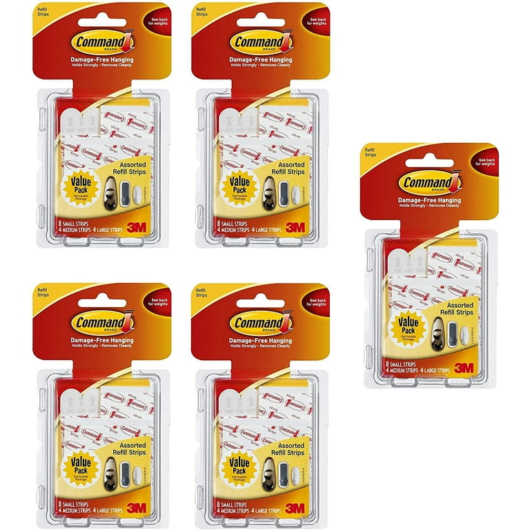 Command Refill Strips, White, 8 Small, 4 Medium & 4 Large Per Pack