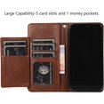 thumbnail image 2 of Wallet Case Compatible with iPhone 12/iPhone 12 Pro 6.1 inch 2020, 5 Card Slots Magnetic Closure Zipper Pocket Handbag PU Leather Flip Case with Wrist Strap TPU Kickstand Cover - Brown, 2 of 16