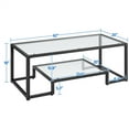thumbnail image 4 of Topeakmart Modern Tempered Glass Coffee Table with Metal-frame, Black, 4 of 9