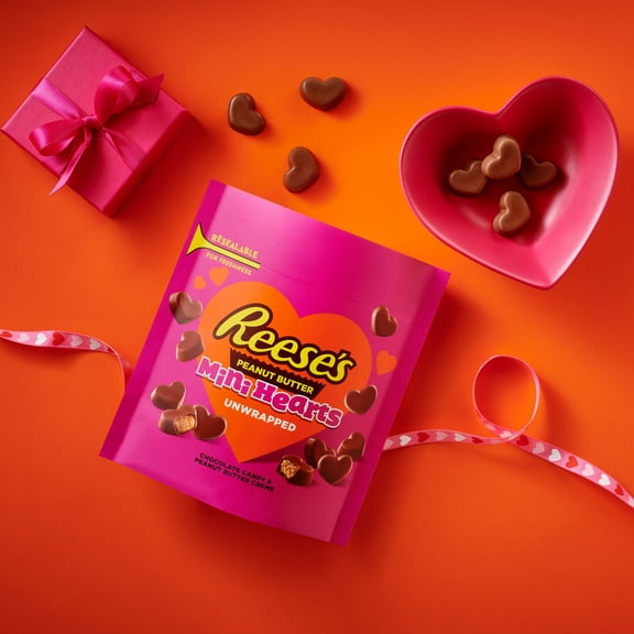 Reese's Unwrapped Creme Mini Hearts Valentine's Candy, 7.6 oz (1 Bag)<<