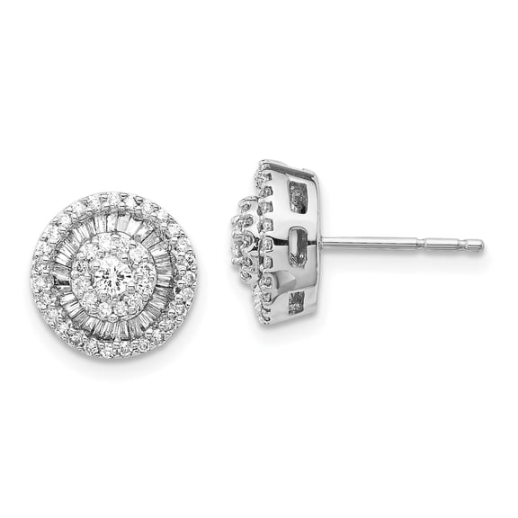 14k White Gold Diamond Cluster Post Earrings 14k White Gold Earrings