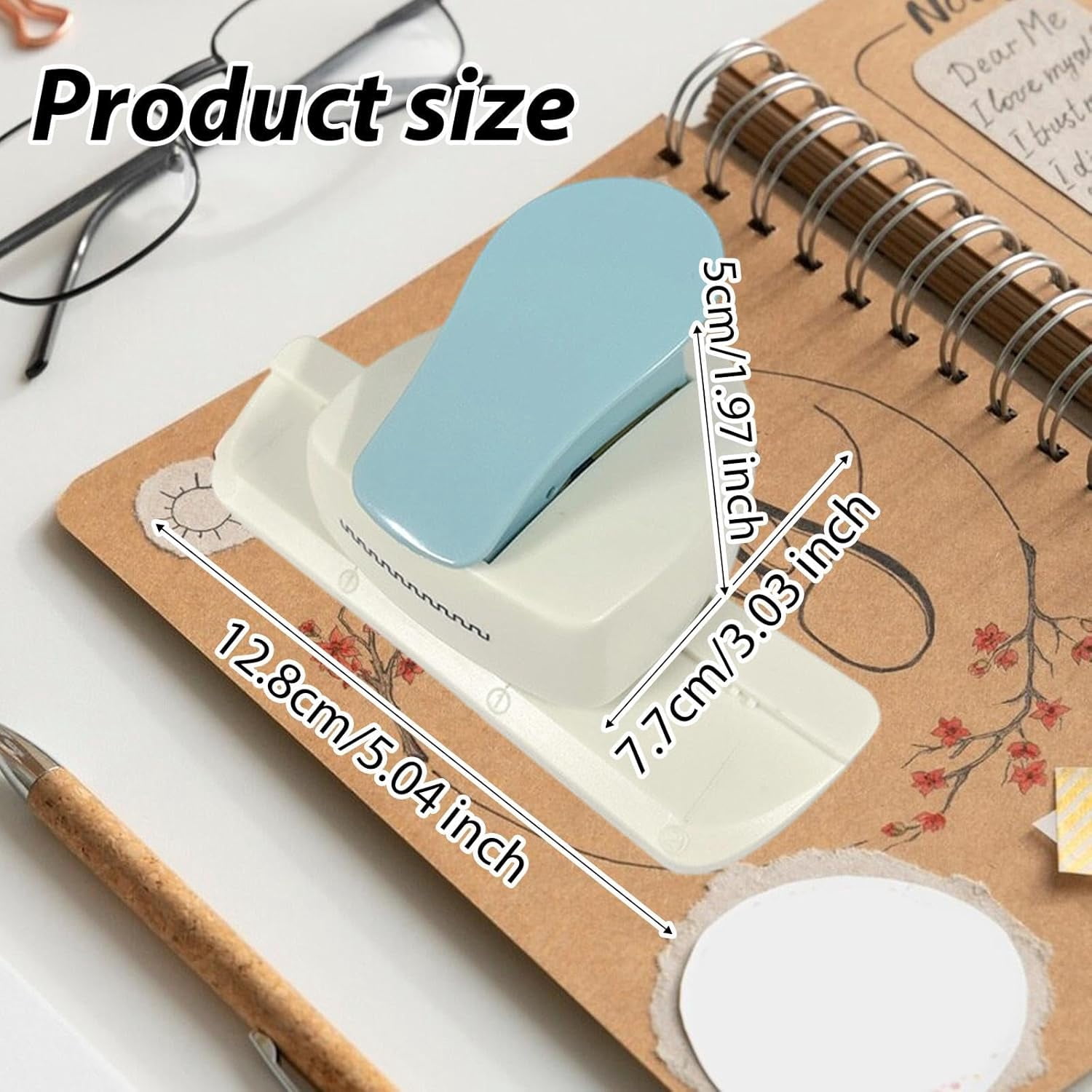 ABPETE Decorative Paper Border Punch，Embossing & Punch Press Tool for Greeting Cards, Party Invites, Envelopes & DIY Craft Projects(Light Blue)
