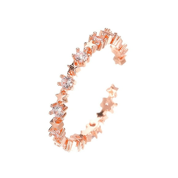 Xihbxyly Anillo de Estrella, Diseño Novedoso con Incrustaciones de Cobre y Circonita, Accesorio de Metal Único, Pieza Llamativa y Moderna, Ideal para Fiestas y Uso Diario, Regalo para Mamá, Novia o A
