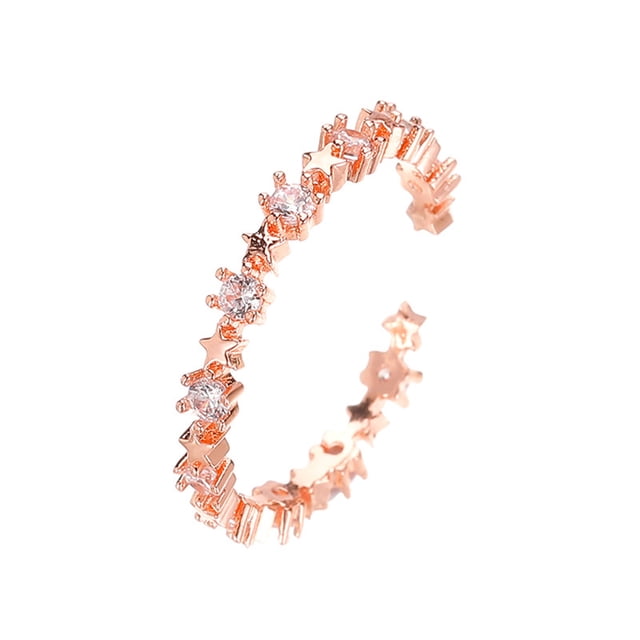 mtvxesu Rings Five Pointed Star Ring Sweet Open Copper Inlaid Zircon Finger Small Fresh Sale