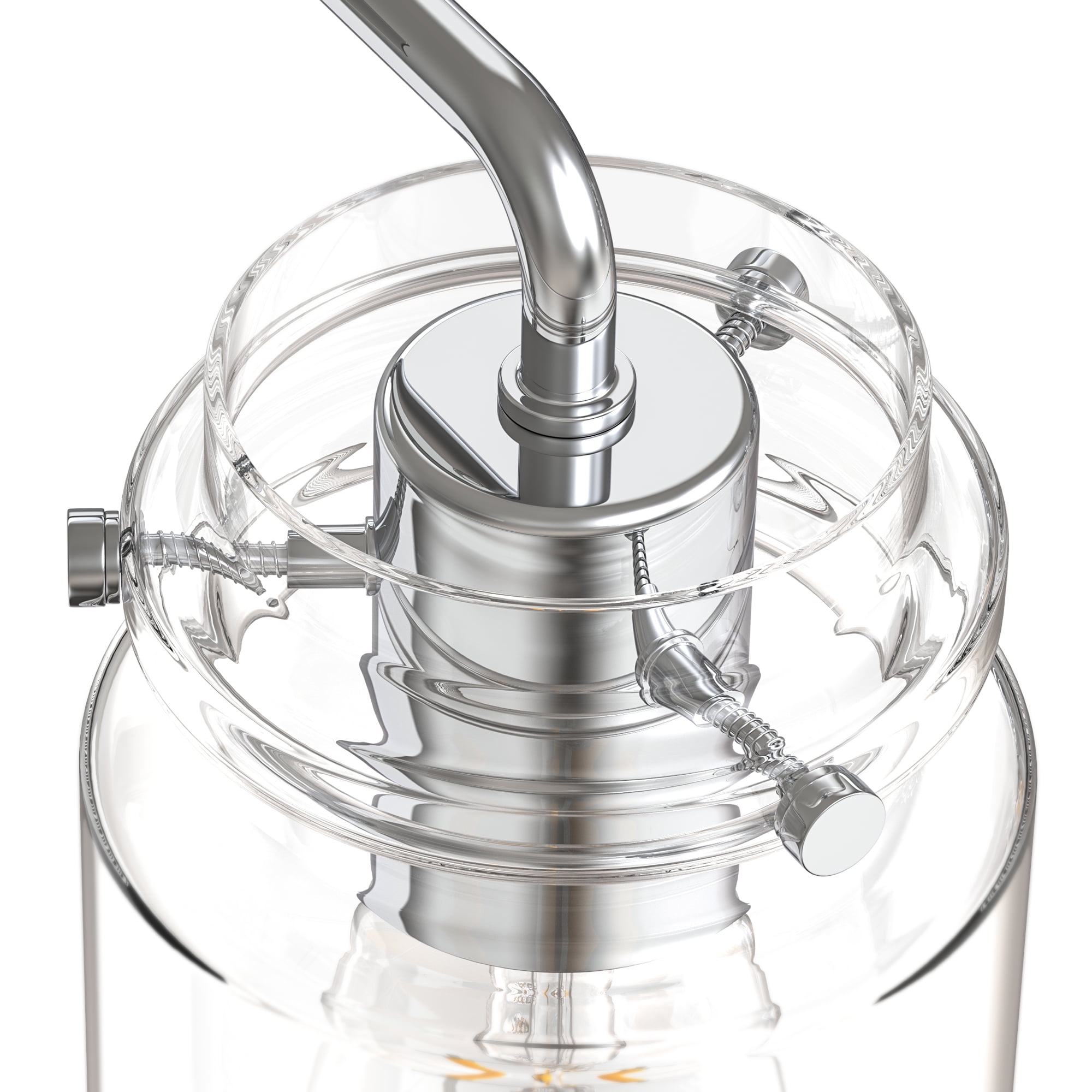 YANSUN 31.5 in 4-Light Chrome Modern Cylinder Vanity Light for Bathroom Mirror with Clear Glass Shades, for Bathrooms, Powder Rooms, or Vanity Nooks