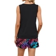 thumbnail image 5 of Sewkxo Two Piece Sets for Women Summer Lounge Drawstring Shorts Sets Tank Square Neck Sleeveless Sweat Sets With Pockets,Black M, 5 of 5
