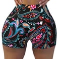thumbnail image 2 of Pofeuu Paisley Print Workout Shorts for Women Scrunch Butt Lifting High Waisted Yoga Gym Seamless Booty Biker Shorts-XX-Large, 2 of 8