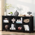 thumbnail image 6 of Joaxswe 62" Long 2-Tier Bookcase, Extra Large Wooden Freestanding Display Bookshelf for Home Office Living Room, Black, 6 of 8