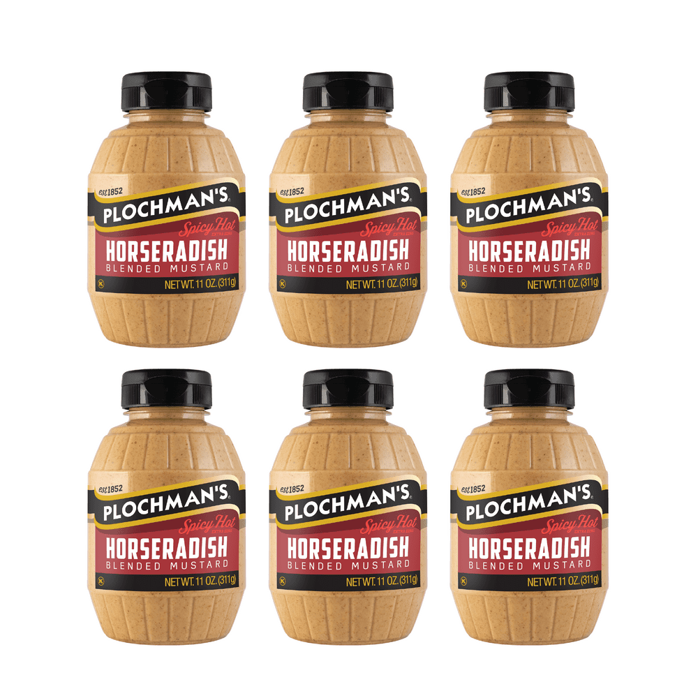 Plochman's Spicy Horseradish Blended Mustard, Kicked Up Flavor with Extra Zing, 11 Ounces, 6