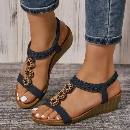 

FZM Women shoes Ladies Sandals Peep Toe T Strap Bohemia Women Sandals Flats Flip Flops Beach Holiday