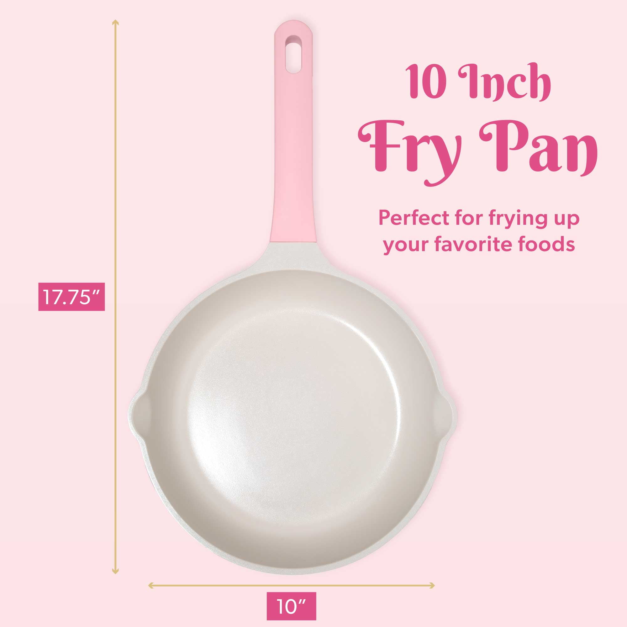 Paris Hilton Nonstick Fry Pan with Clean Ceramic Nonstick Coating, 10 inch,  Pink 