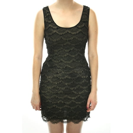 Guess Black-Gold Sleeveless Metallic Fringe Sheath Dress 4