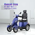thumbnail image 4 of SKRT Large 4 Wheels Mobility Scooter (XW-E01), Electric Heavy Duty Wheelchair Device, 500 LBS Capacity for Seniors & Adults, Speed Adjust, Rear Trunk, Seat Extension, 4 of 9