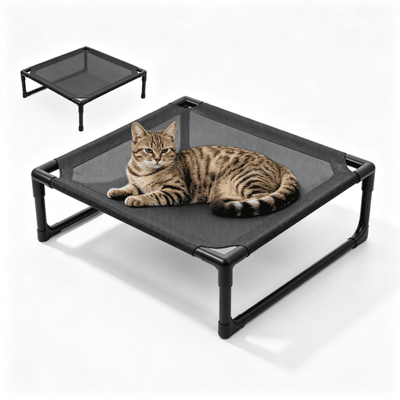 Elevated Dog Bed for Cats & Small Dogs, Dual Support Cooling Cot with Mesh, Portable Waterproof Pet Bed for Indoor/Outdoor Use