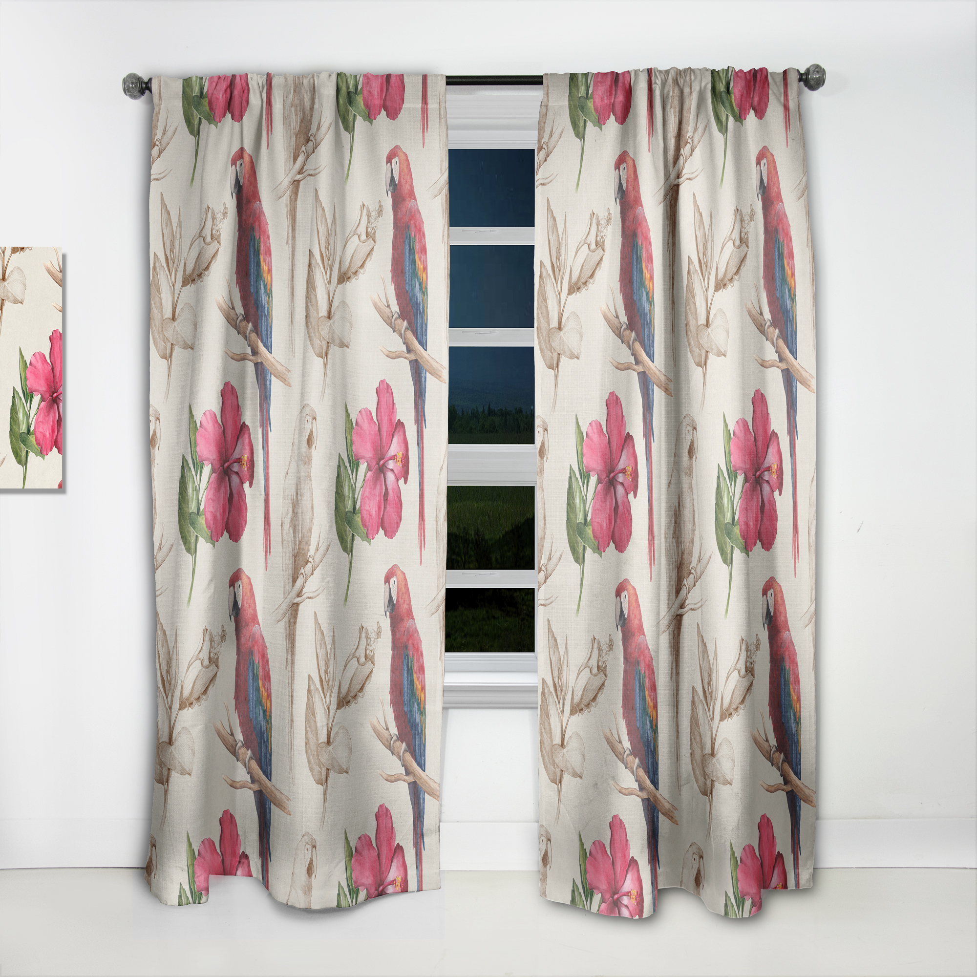 Designart 'Blossom Pink XXXVII' Floral Curtain Panel