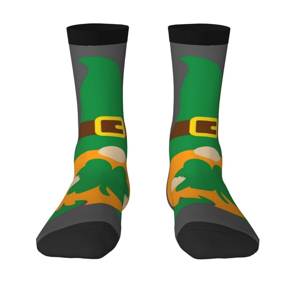 Uemuo Spring St Patrick’S Day Irish Gnomes Pattern Women's Crew Socks, Soft Durable Breathable Moisture-Wicking with Odor Control Cotton socks