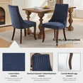 thumbnail image 4 of Navy Mid Century Dining Chairs Set of 4, Modern Kitchen & Dining Room Chairs Set of 4, Linen Upholstered Kitchen Chairs for Dining Table, Sillas de Comedor, Wood Legs (Blue, 4 Pcs), 4 of 12