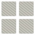 thumbnail image 1 of Geometric Coaster Set of 4, Hatching Lines Inspired Skew Bold and Thin Stripes Repeating Diagonally, Square Hardboard Gloss Coasters, Standard Size, Coconut and Black, by Ambesonne, 1 of 2