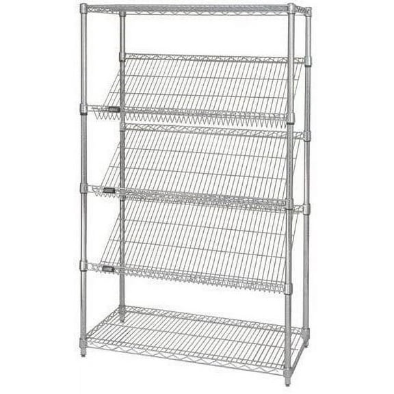 18" Deep x 48" Wide x 54" High 5 Tier Slanted Wire Shelf Starter Shelving Unit