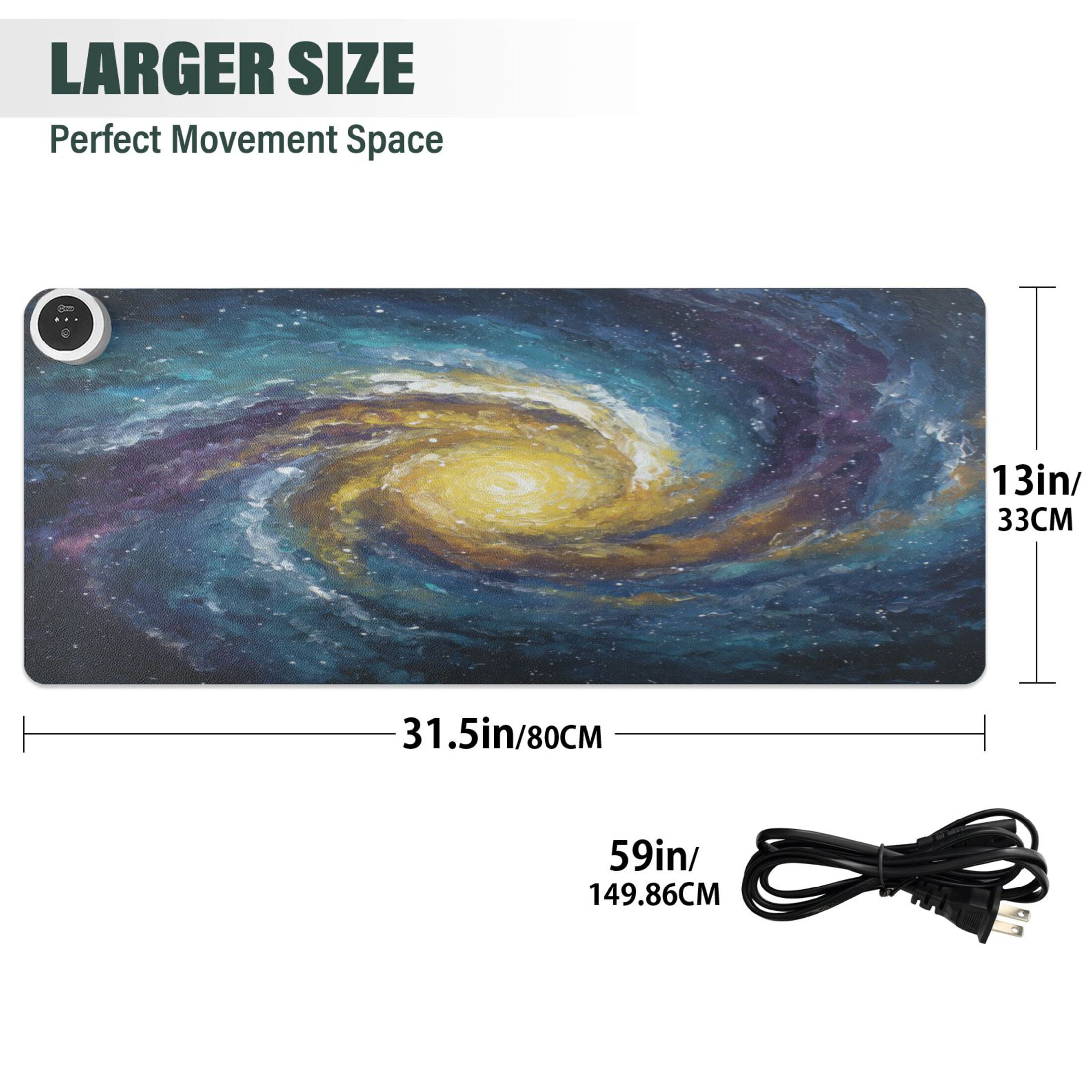 Wobogo Cosmic Spiral Heated Mouse Pad Extra-Large Desk Mat With 3 Heating Levels and 3-hour Auto Shut-Off Protection Ideal for Computer Keyboards Home Office Hand-warming Essential 31.5in × 13in