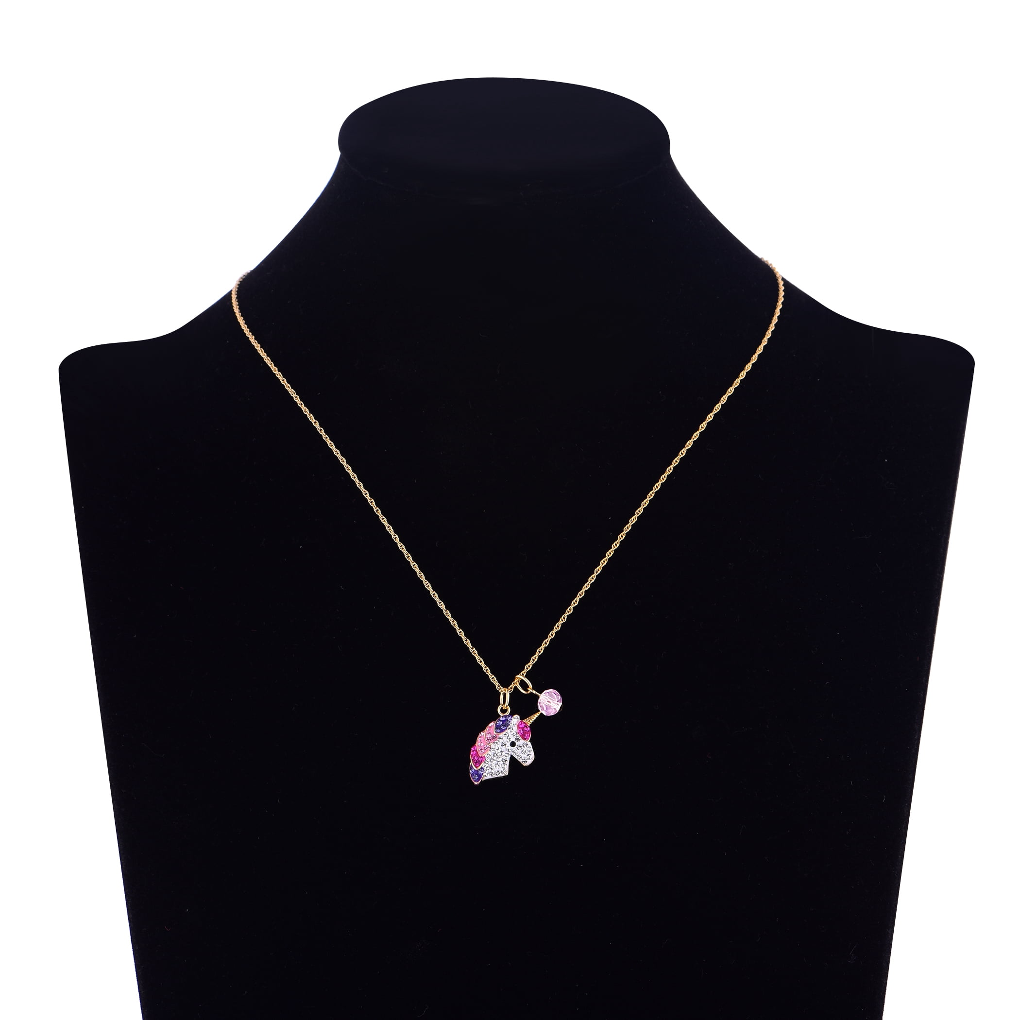 Brilliance Fine Jewelry Women's Crystal Unicorn Necklace in 14KT Gold Plated Sterling Silver
