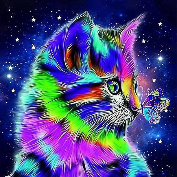 Juego de pintura de diamantes Pintura de diamantes 5d Gato Diy Pintura de diamantes de pasta creativa hecha a mano