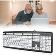 thumbnail image 2 of Teclado de 104 teclas grandes, negro, para personas con baja visión, con cable USB, para personas mayores con teclas blancas grandes (negro), 2 of 8