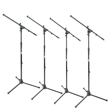 On-Stage Stands MS7701B Tripod Euro Boom Microphone Mic Stand Package 4 Stands