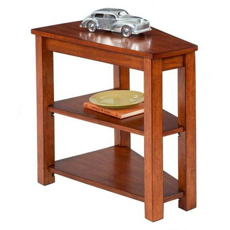 - Chairsides Transitional Style Chairside Table with Wedge Shape Top & 2 Shelves, Poplar Birch Veneer