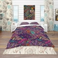 thumbnail image 2 of Designart 'Texture with Abstract Flowers' Bohemian & Eclectic Bedding Set - Duvet Cover & Shams, 2 of 4