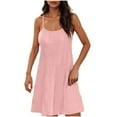 thumbnail image 1 of Cinvoph Robe d'Été pour Femmes à Encolure Carrée, à Volants, à Bretelles Spaghetti, Sans Manches, Mini-Robe, Robe de Plage pour Vacances et Fêtes, 1 of 6