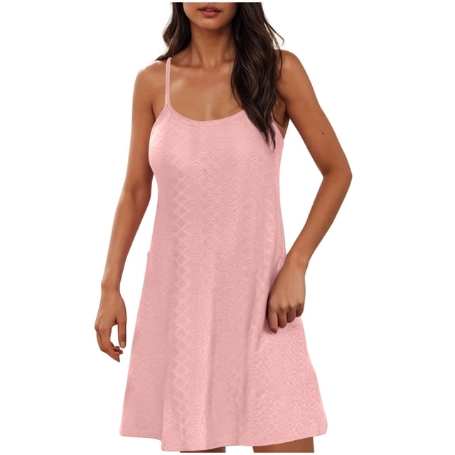Cinvoph Robe d'Été pour Femmes à Encolure Carrée, à Volants, à Bretelles Spaghetti, Sans Manches, Mini-Robe, Robe de Plage pour Vacances et Fêtes