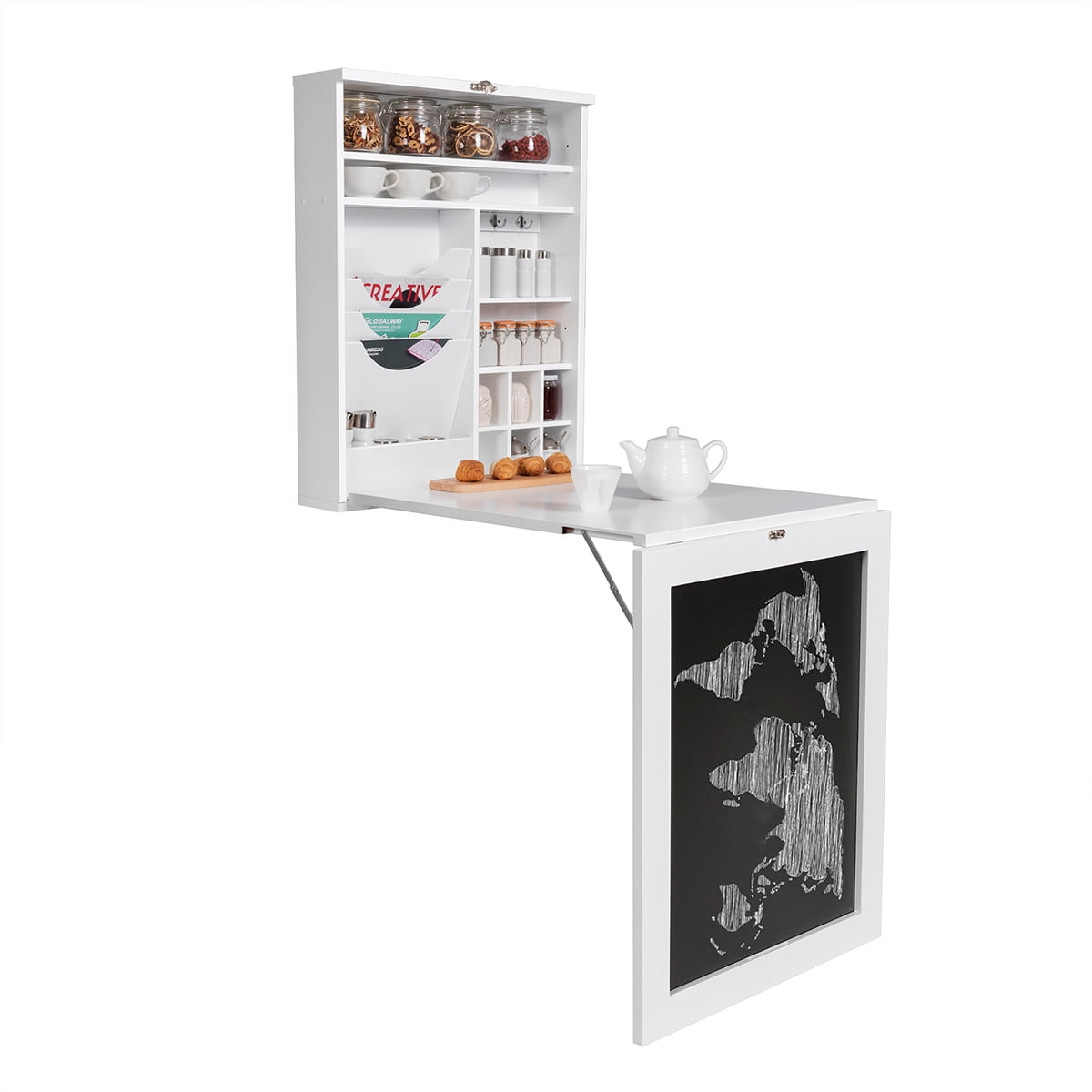 Costway White Wall Mounted Table Convertible Desk Fold Out Space Saver