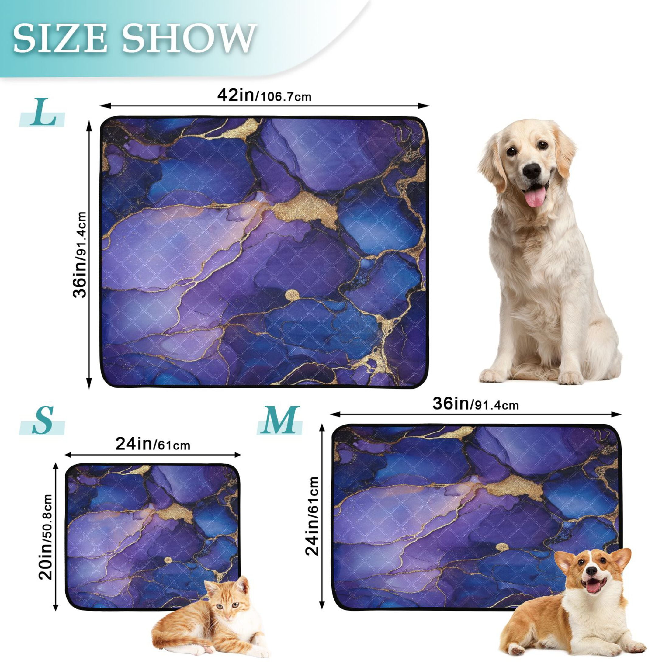 Qxltty Purple Gilt Patterns Cat litter Pads Pet Set of 2 Diaper Mats Center Anti-leakage Layer Absorbent Soft and Comfortable