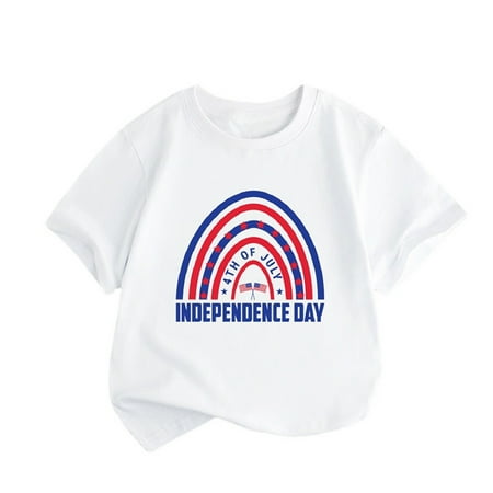 

ZRBYWB Summer Toddler Boy Girl Clothes Short Sleeve Independence Day Letter Print T Shirt Tops Summer Tops