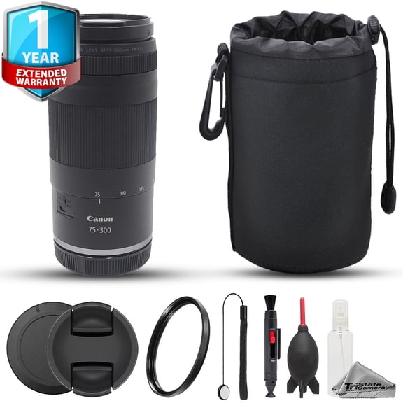 Canon RF 75-300mm f/4-5.6 Lens - 7pc Care Kit   1 Yr Warranty (International Version)