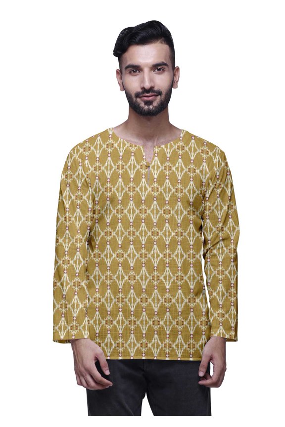Indian Traditional Kurta For Men Keyhole Neck Short KurtaÂ&nbsp;ShirtÂ&nbsp;For Boys
