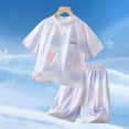 thumbnail image 5 of Amidoa Girls Summer Outfit Sets 2 Piece T-Shirt Short Sleeve and Shorts Set Kids Clothing Sets Purple Size 8, 5 of 9