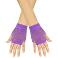 thumbnail image 2 of XMMSWDLA Fishnet Fingerless Gloves For Women Girls Halloween Mesh Gloves Purple, 2 of 4