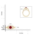 thumbnail image 5 of ANGARA Natural Nature Inspired 1 ct Ruby Halo Ring with Leaf Motifs in 14K Yellow Gold for Women (Size-6mm) | July Birthstone, Birthday, Anniversary, Jewelry Gift for Women | Natural Ruby Ring, 5 of 9