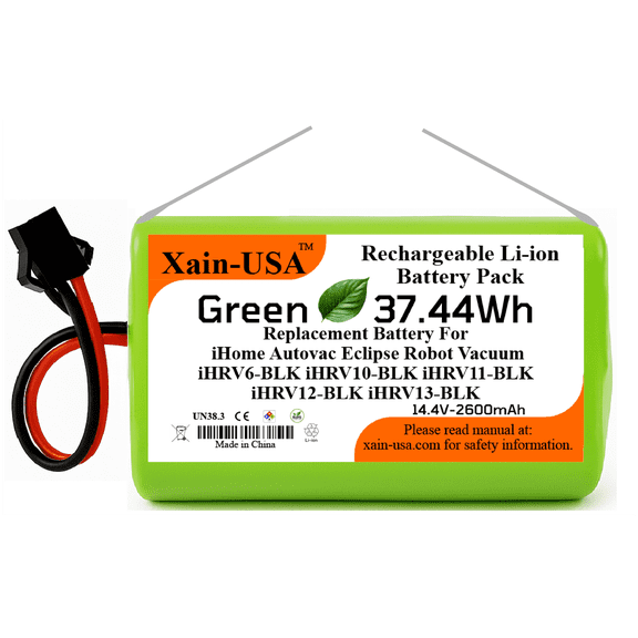 Replacement Battery 14.4V 2600mAh (37.4Wh) for iHome Autovac Eclipse Robot Vacuum Cleaners iHRV6-BLK iHRV10-BLK iHRV11-BLK iHRV12-BLK iHRV13-BLK