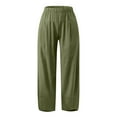 thumbnail image 4 of VISALY Capris for Women with Pockets, Dress Pants Women, Women's Casual Pants Bohemian Style Elastic Waist Cropped Pants Pockets Trousers Womens Daily Casual, 1 Pack (Sage green, L), 4 of 5