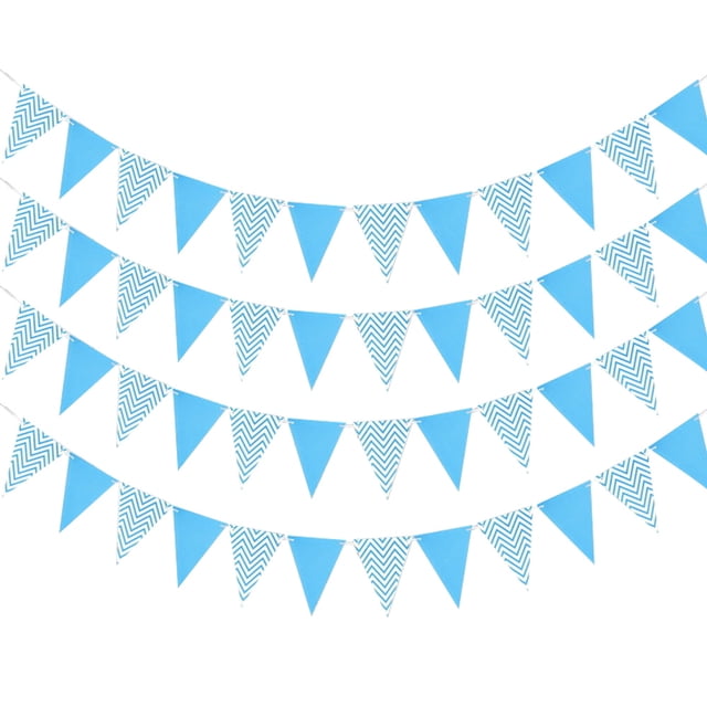 Juego de 4 banderines con bandera triangular de oro caliente, banderines, decoraciones para fiestas, banderas de papel colgantes para graduación, cumpleaños, suministros para fiestas de bodas