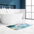 thumbnail image 3 of Green Teal Floral Bath Mat Watercolor Transparent Flower X-ray Flowers Modern Fantasy Romantic Elegant Glam Women Girl Bathroom Bedroom Rug Kitchen Toilet Door Rugs Memory Foam 16 x 48 Inch, 3 of 4