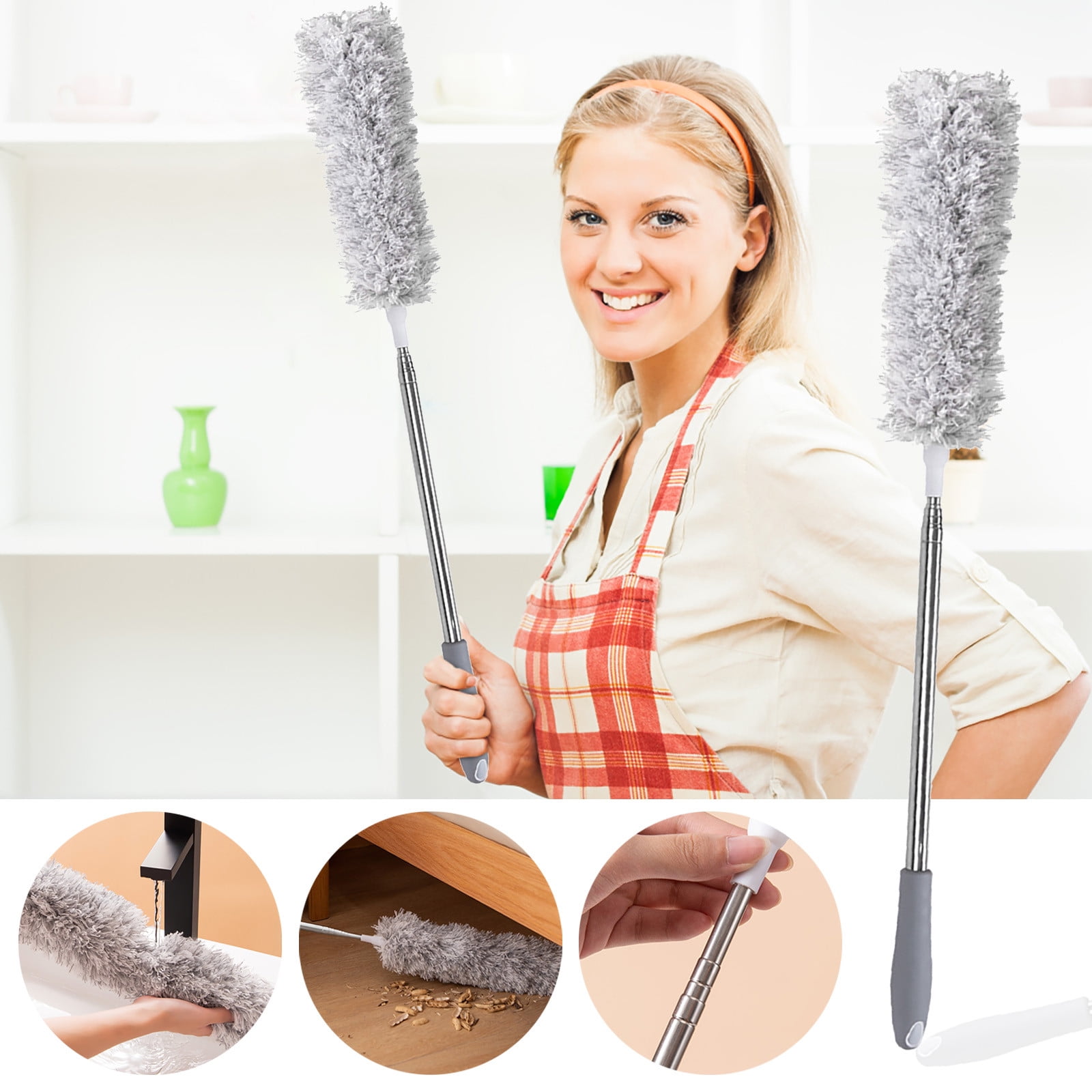 QISIWOLE Microfiber Feather Duster Extendable Duster with 112 inches