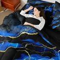 thumbnail image 4 of Manfei Black Gold Blue 7 Pieces Bed in a Bag Twin Size, Watercolor Marble Bed Set, Abstract Stone Pattern Bed Sheets Setp with Comforter, Ultra Soft Bedroom Decoration, 4 of 8
