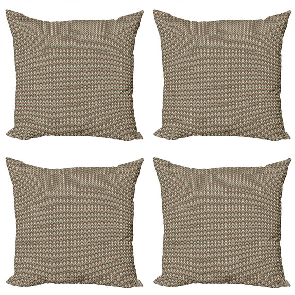 Ambesonne Abstract Throw Pillow Cover 4 Pack, Scales Retro Tile, 18", Multicolor