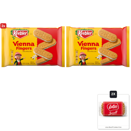 2x | Keebler Vienna Fingers Creme Filled Sandwich Cookies, 12 Oz. & 2x Lotus Biscoff Cookies 0.2oz