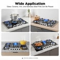 thumbnail image 5 of 30 Inch Gas Cooktop, 5 Burner Built-in Gas Stove Top LPG/NG Convertible, Black Tempered Glass Gas Hob with Battery Pulse Ignition, 1/2" Gas Connection, Drop-in Kitchen Cooktop for Home & Restaurant, 5 of 15